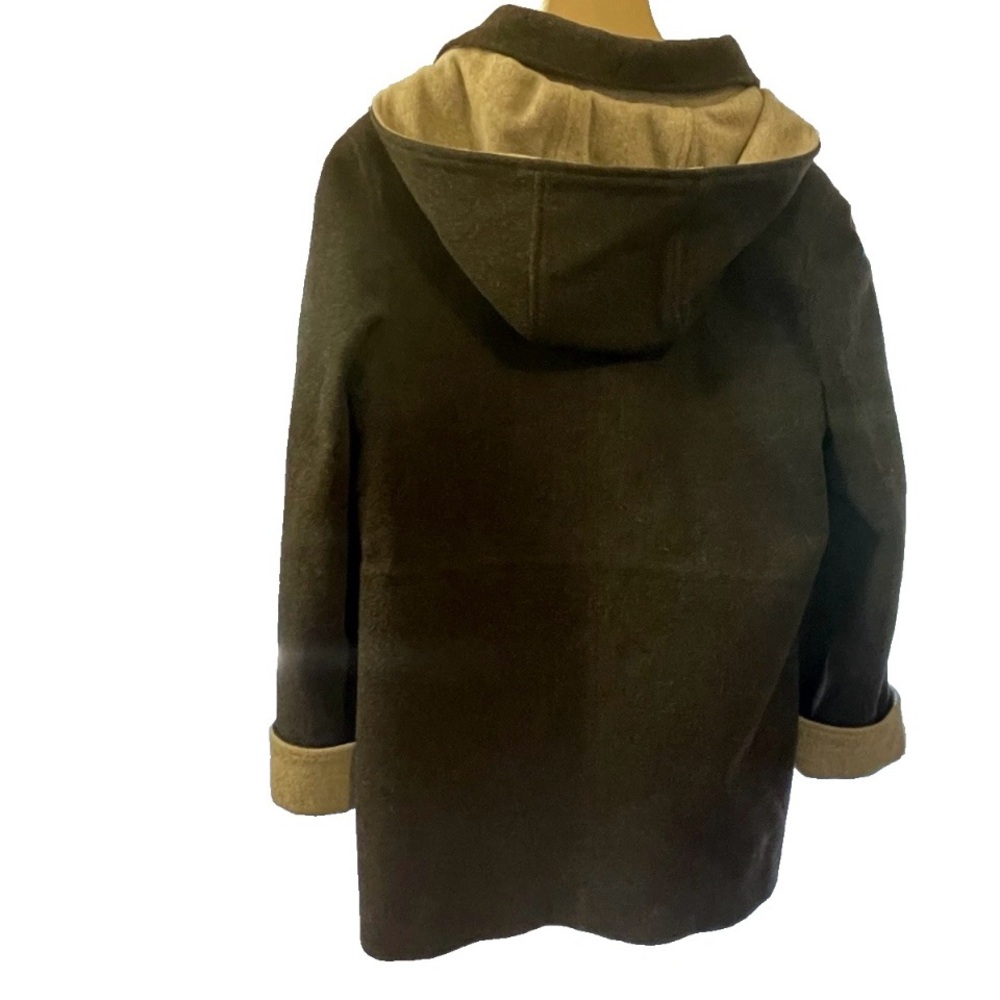 London Fog Women’s Hooded Wool Coat- M-Brown & Tan-Lined - Picture 3 of 15